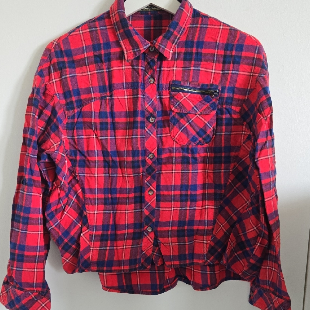 Plaid Button Down Shirt - Red and Blue